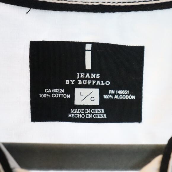 i Jeans by Buffalo Men's White Button Down Shirt Size L Contrast Stitch Western - Picture 6 of 7